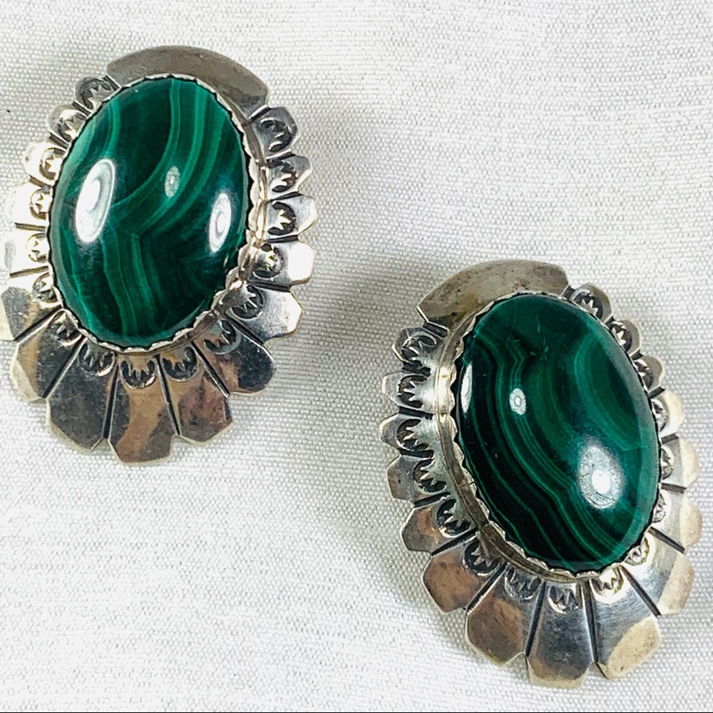 Sterling and malachite earrings